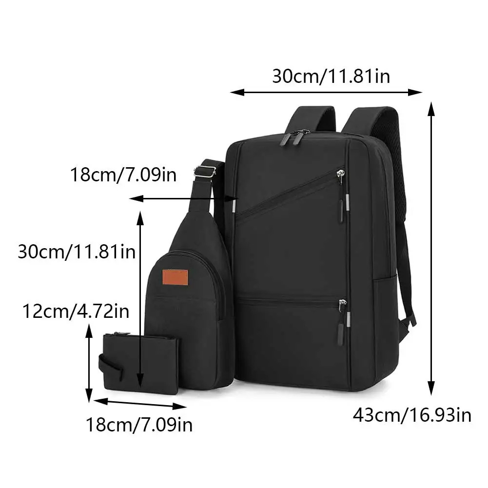 3pcs Casual Bags Sets Laptop Backpack Travel Book Multifunction Versatile School With USB Interface for Outdoor 241029