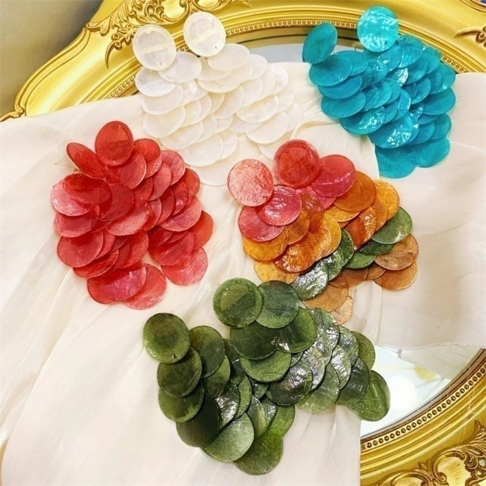 Bohemian bead shell earrings suitable for womens weddings resin crystal earrings natural stone leaf womens pendant earrings 241031