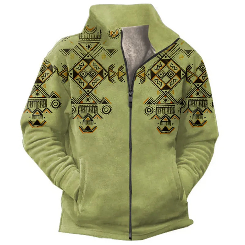Mens jacket mens jacket plush inner hair and Gallblader ethnic retro warm and comfortable celebrity style 241031
