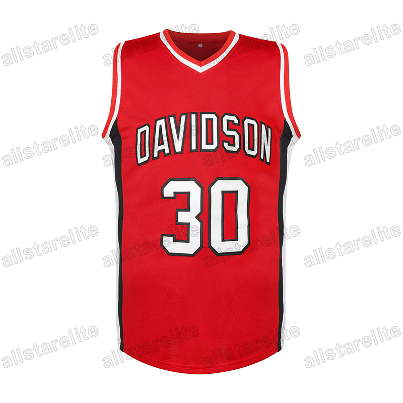 Davidson Number 30 Vintage Basketball Jersey Loose Fit 100% Polyester Sports with Embroidered Letters and Numbers Training Wear In Stock Red White