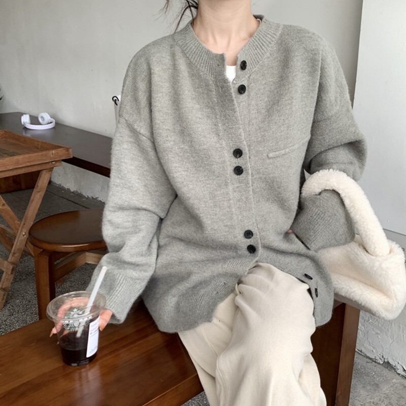 Autumn Winter New Lazy Style Knitted Cardigan Women Loose Soft And Sticky Plus Size Sweater Jacket Design Sense Top Women F1101#38