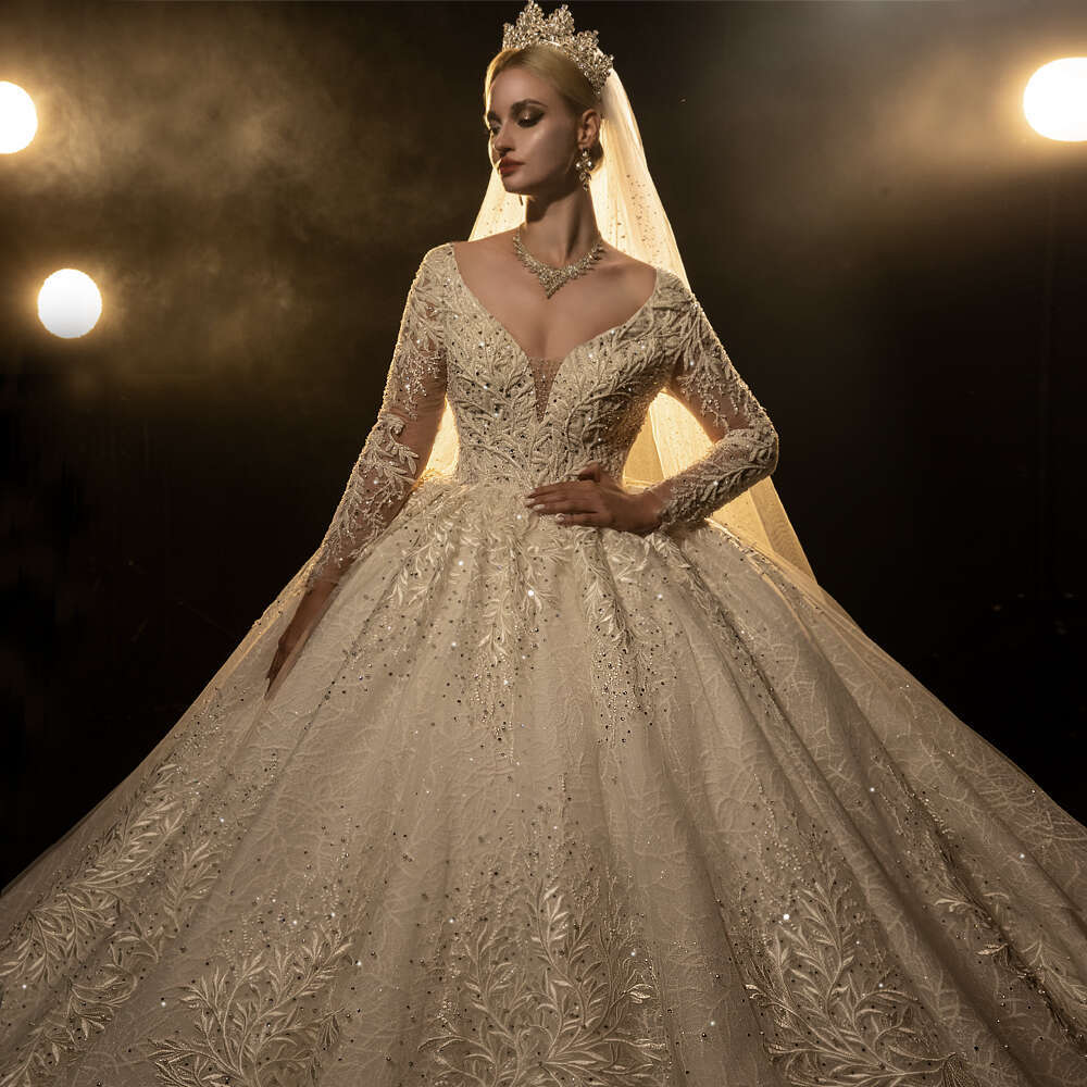 Long Sleeve Lace Ball Gown Wedding Dress