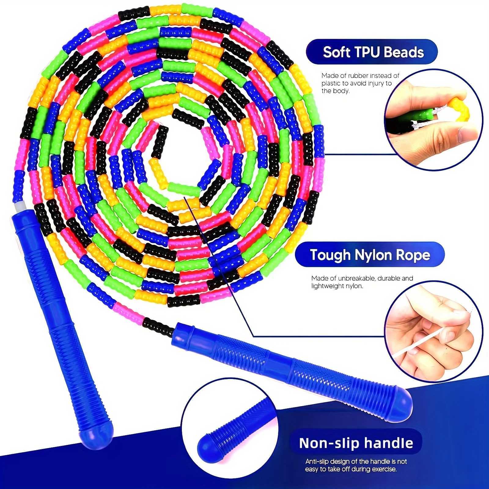 1 long skipping rope soft bead skipping rope plastic segmented skipping ropeW241101