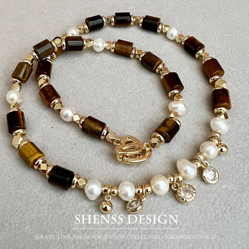 Personalized cat eye stone pearl necklace earrings bracelet copper plated 14k gold accessories 241031