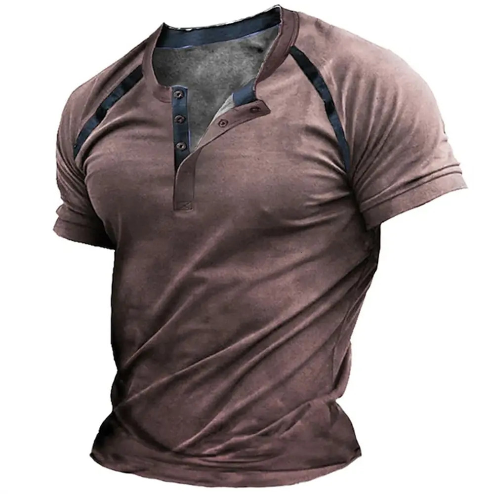 Summer mens short sleeved T-shirt mens casual clothing top with buttons S-5XL 241031