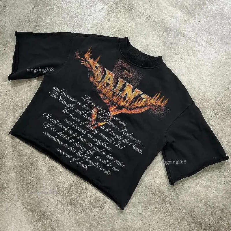 Men's T Shirts Y2K Vintage Clothing Retro Classic Graphic Printed Loose Short Sleeve Harajuku Gothic Casual Oversized Cotton Shirt Men Women