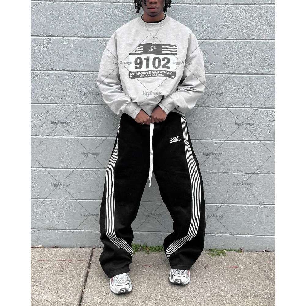 Sweatpants, A Popular Street Fashion Brand In Europe And America, Embroidered Loose Casual Men's Clothing, Fashionable Multifunctional Striped Kn