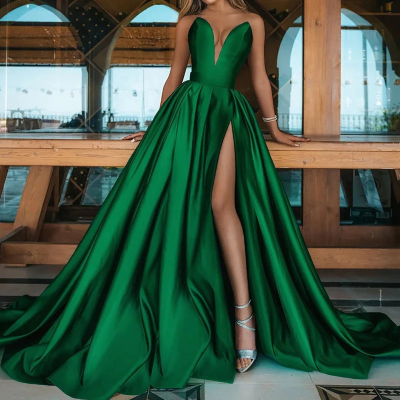 Elegant wedding dresses chic womens dresses foldable party dresses spring and summer shoulder dresses high splicing dresses for special occasions 2410