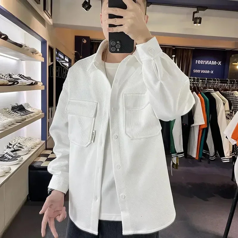 mens jacket solid color slim fashion Y2k retro mens jacket original Harajuku Joker cold 241031
