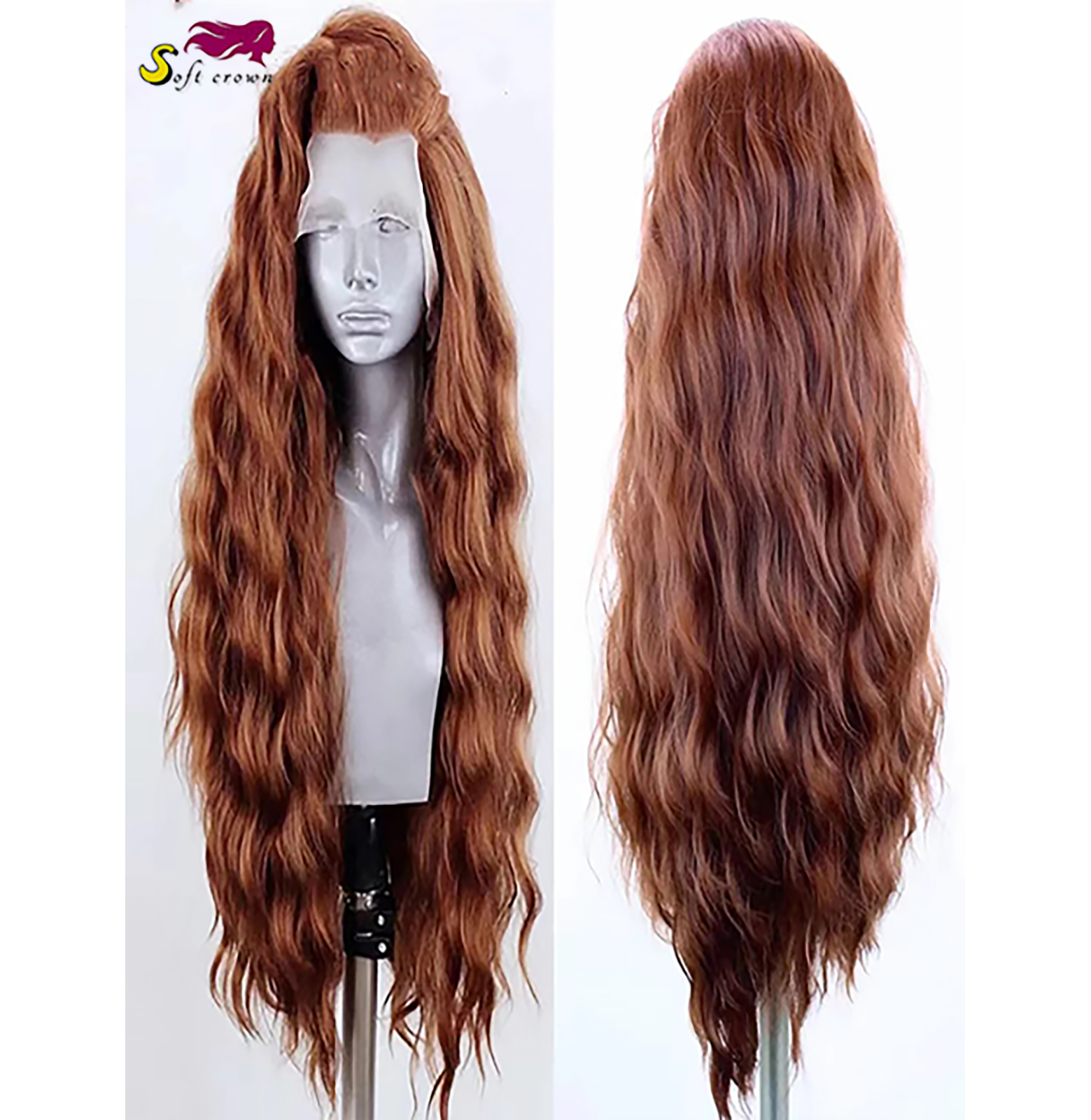 Lace Front wigs Wave Synthetic Wigs 13*4 High definition lace transparent without glue free shipping brown Long curly hair Wholesale