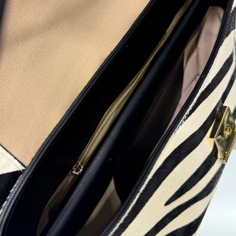 Latest Genuine Leather Top Handle Bags The Rond Carre Zebra-Stripe Horse Hair Shoulder Lady Fashion Underarm Purses And Handbags Designer Clutches Sli