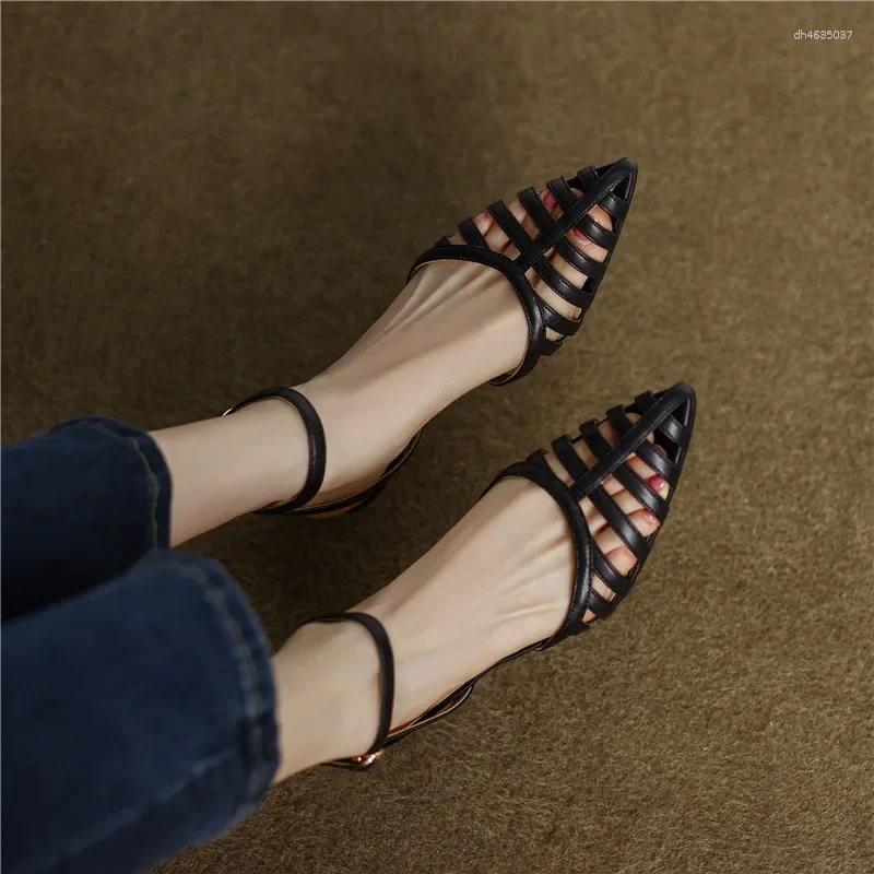 Sandals Nude Pointed For Women Summer Niche Design Women's One-e Button Hollow-out Roman High-heeled Shoes zhanyishengli