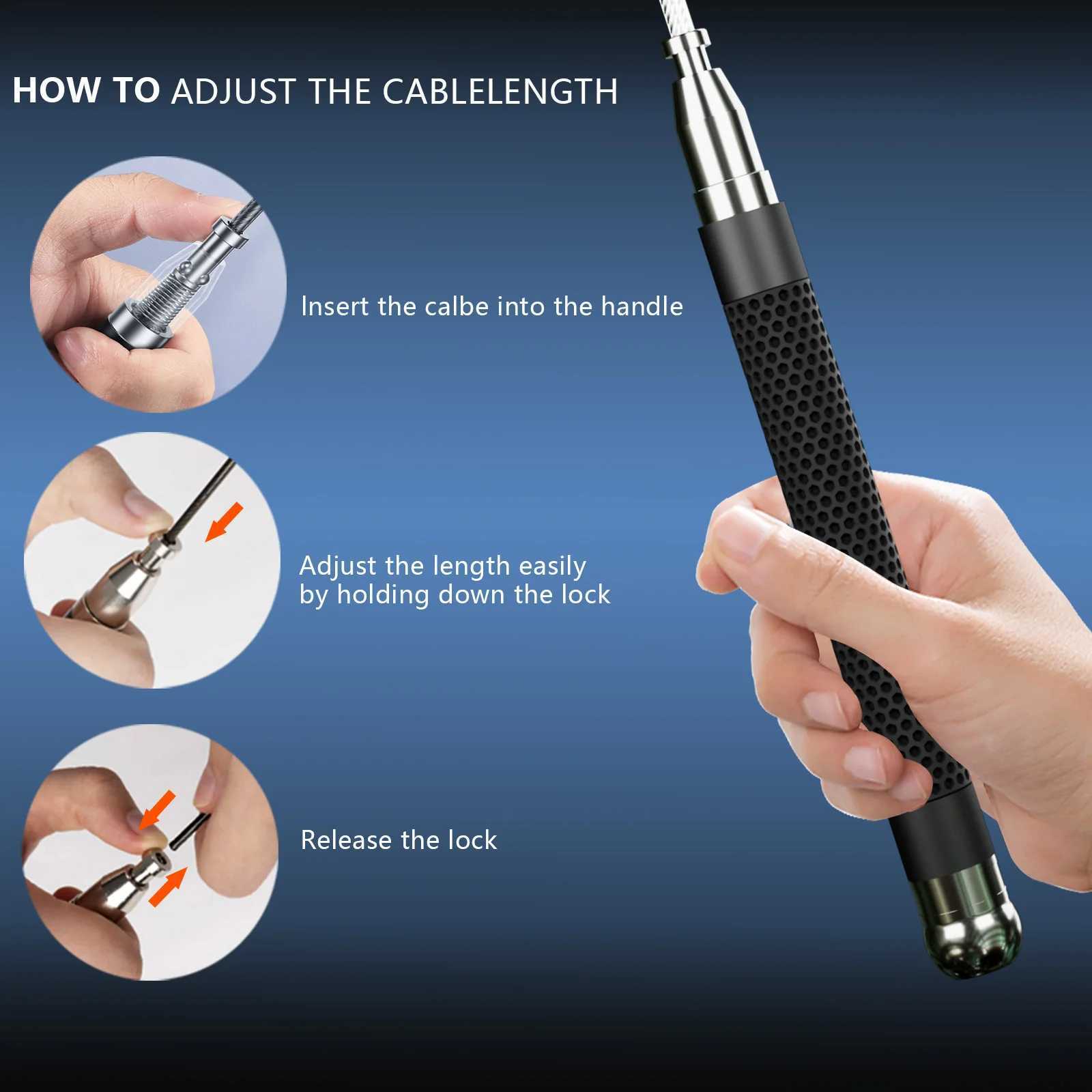 Professional grade jump rope with ball bearings and adjustable aluminum alloy hand for speed and endurance trainingW241101