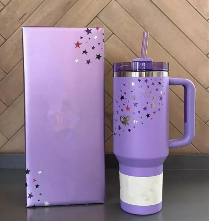 US stock Chocolate Gold Tumblers 40oz Sparkling Valentines Day Gift 40oz Holiday Tumbler Co-ed Pink Purple stars Cosmo Mugs GG1101