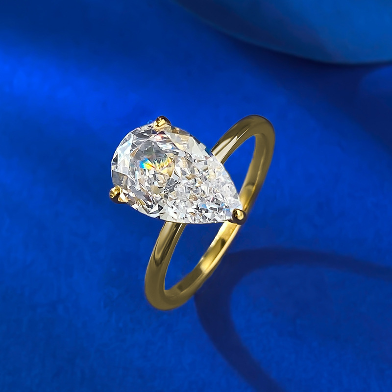 Sparkg Handmade Sterg Sier Pear Cut Moissanite Wedding Rings For Women dh910320090