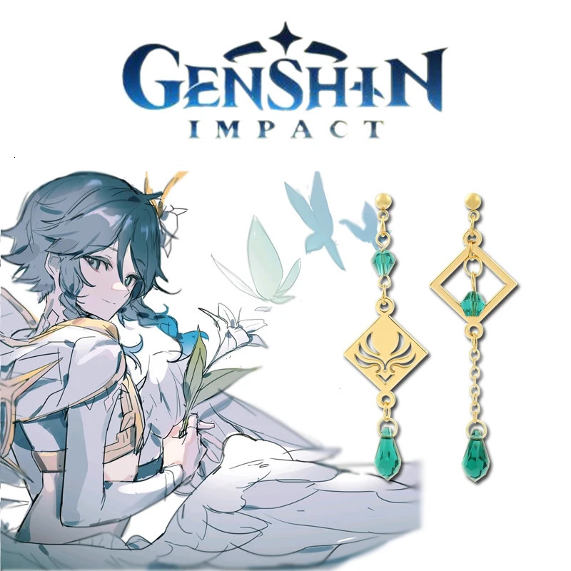Game Genshin Impact Earring Tartaglia Hu Tao Venti Kaeya Alberich Aether Qiqi Keqing Cosplay Clip Earrings Foe Fans Jewelry Gift 241031