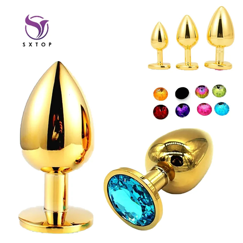 3 Size Metal Round Diamond Anal Plug Gold Plating Crystal Jewelry Butt Plug Erotic Product For Women Man Butt g-point Massage 241031