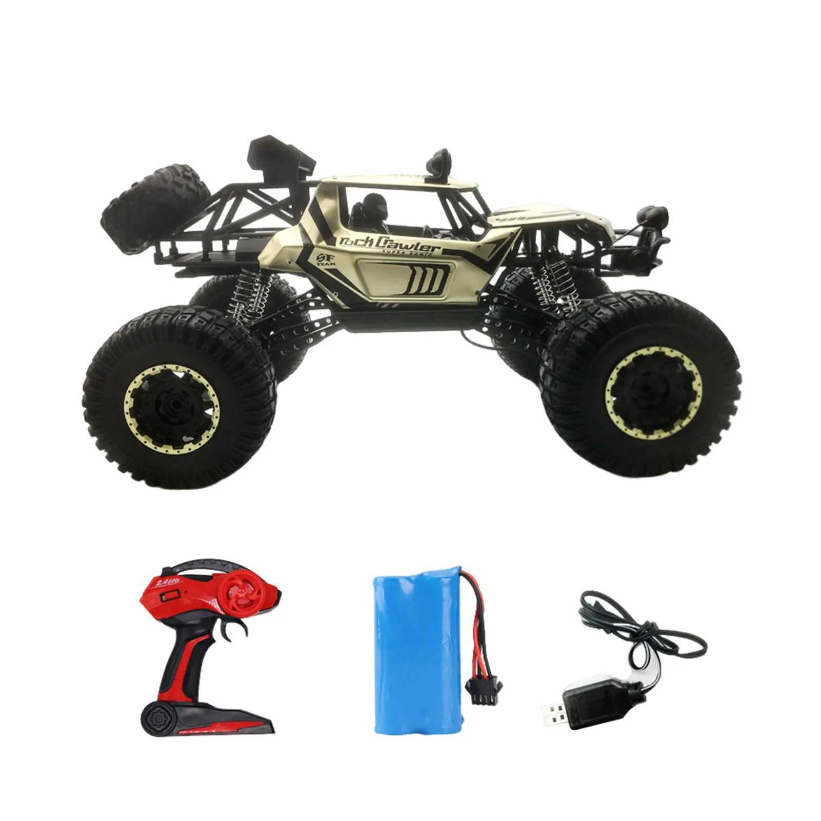 4WD metal alloy body RC truck off-road 4x4 2.4G 1/8 all terrain large rock track remote control car toy childrens toy gift X241101