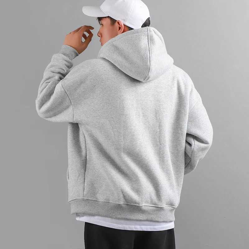 Dukn Mens Winter Hoodie Thick Warm Zipper Hoodie Casual Solid Color Womens Clothing White Jacket X241031
