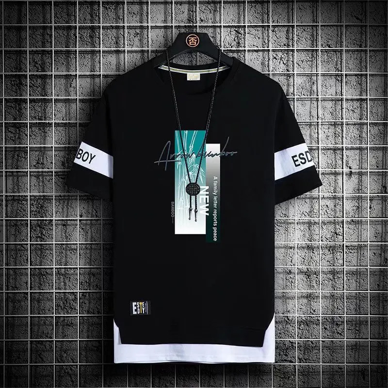 2024 Mens T Shirts Korean Fashion Summer Short Sleeve Print Men Casual Harajuku Clothing Graphics 240323