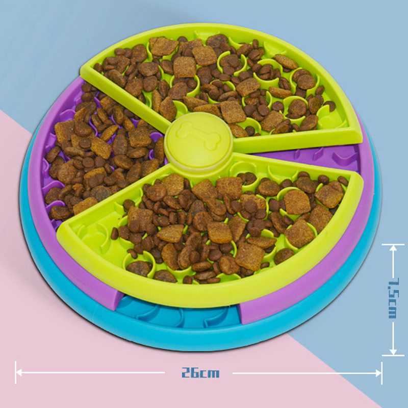 Pet three-layer puzzle rotating pet slow food bowl anti overturning feeding tool feeder cat and dog bowl