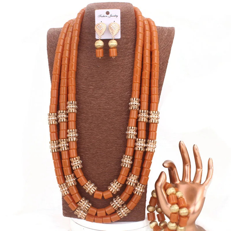 Dudo Artificial Coral Bead Jewelry Set Africa Nigeria Wedding Jewelry Bracelet Earring Set Long n 241031