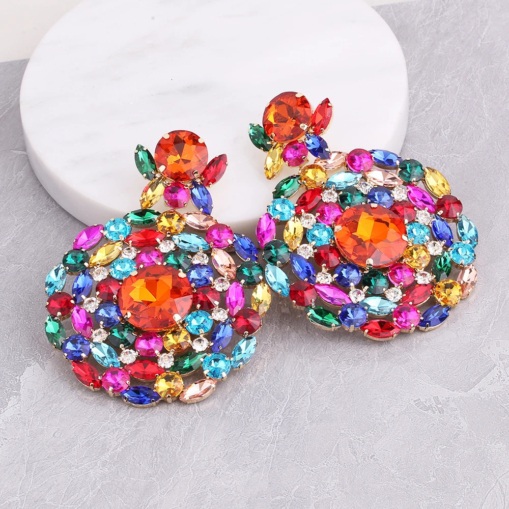 Large Pendant Crystal Womens Earrings Womens Temperature Fashion Super Water Diamond Long Tigram Pendant Earrings Wholesale Gifts 241031