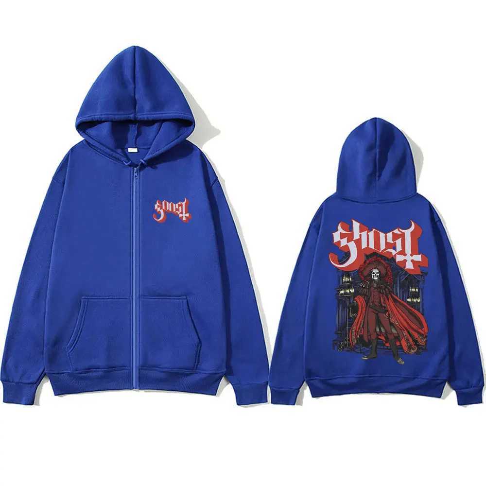 Ghost Band Zipper Hoodie Mens Flce Cotton Oversized Zipper Hoodie Mens Retro Gothic Rock Metal Music Zipper Jacket X241031 - view 4