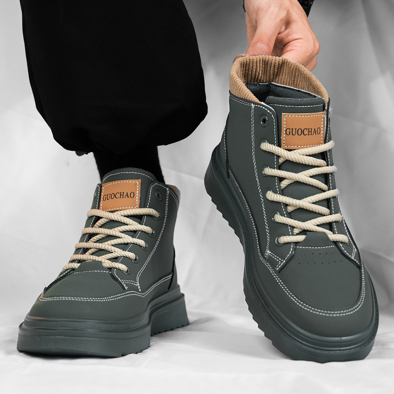 High top winter new designer black work board shoes men's anti slip and wear-resistant Martin boots anti fouling sports casual safety shoes