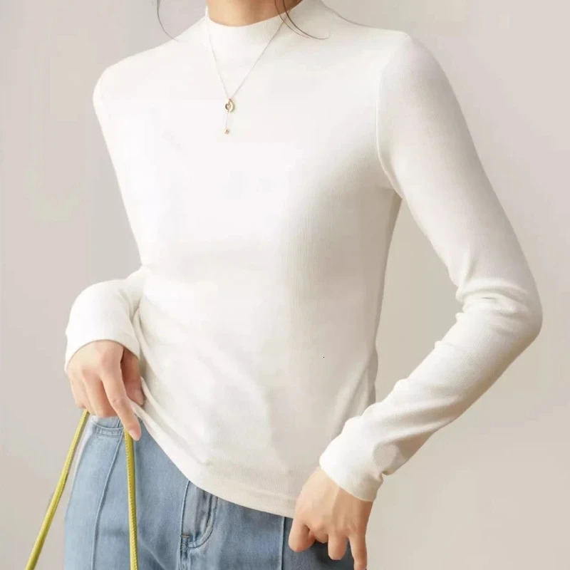 Spring/Summer Womens Splicing Pulling O-neck Fashion Solid Color Weight Loss Minimalist Casual Long Sleeve Top 241031