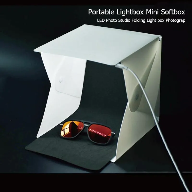 Portable Folding Lightbox Photography Table Top Light Including White Black Background USB Cable Power for Photo Background LL