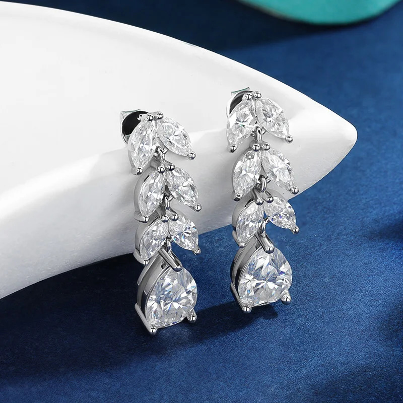 TBCYD 7.6cttw D Color Horse Eye Full Mo Silica Drop Earrings Pearl Cutting S925 Pure Silver Womens Exquisite Jewelry Wedding Party 241031