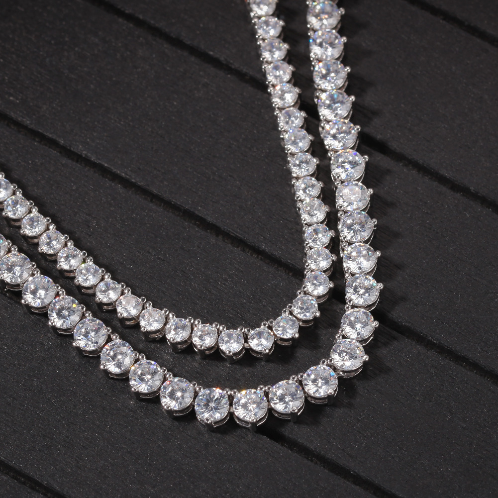 Hip Hop Iced Out Cubic Zirconia Tennis Necklace Ine Quality 18k Gold Bling Diamond Neck Chain For Men And Women Rapper Party Jewelry Accessory Collar 