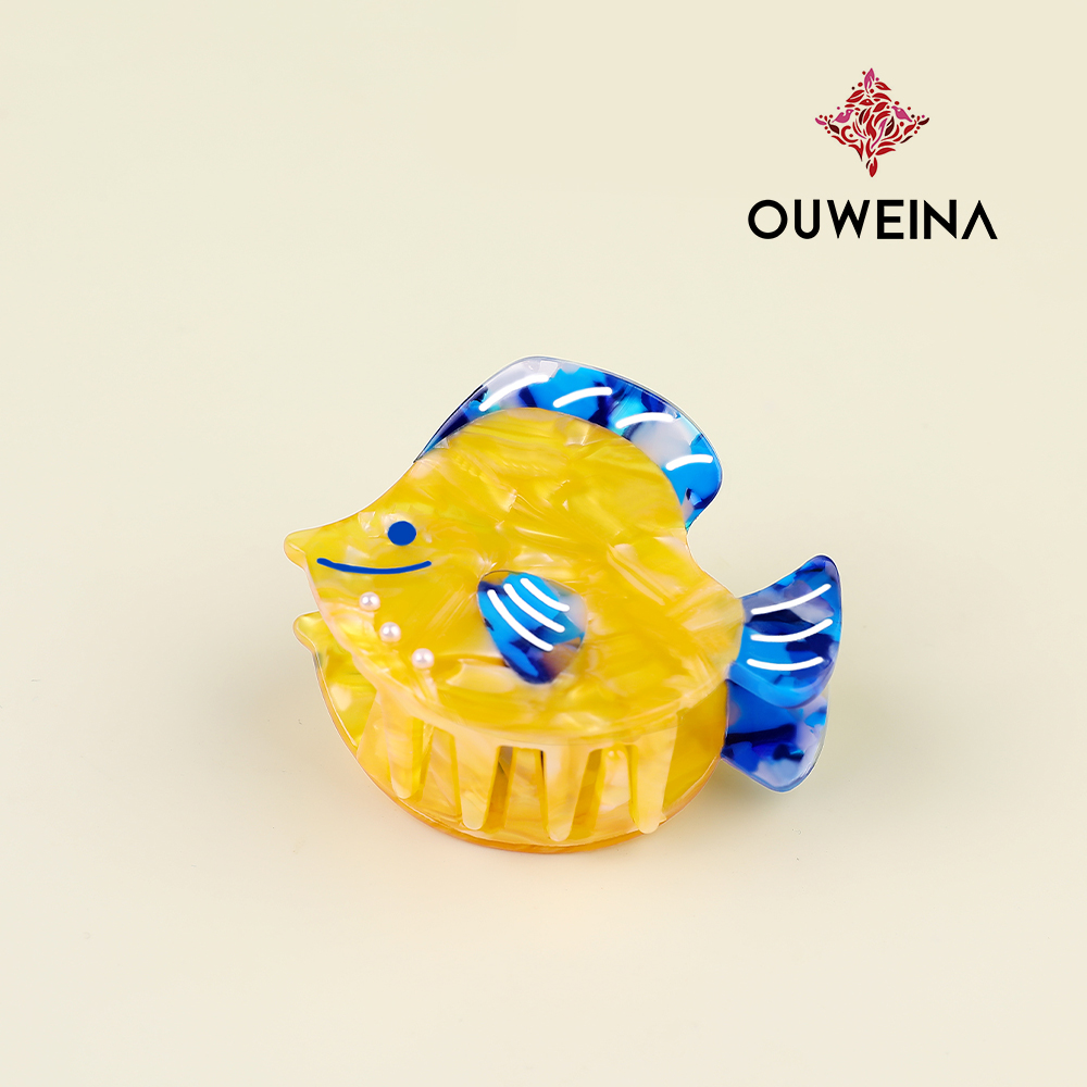 Cute grab clip medium blue acetate hair clips female back of the head plate hair grab shark clip hair card headdresses