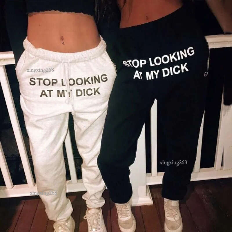Men's Pants Stop Looking At My Dick Letter Print Drawstring Sweatpants Simple Men Women Sports Jogging Trousers