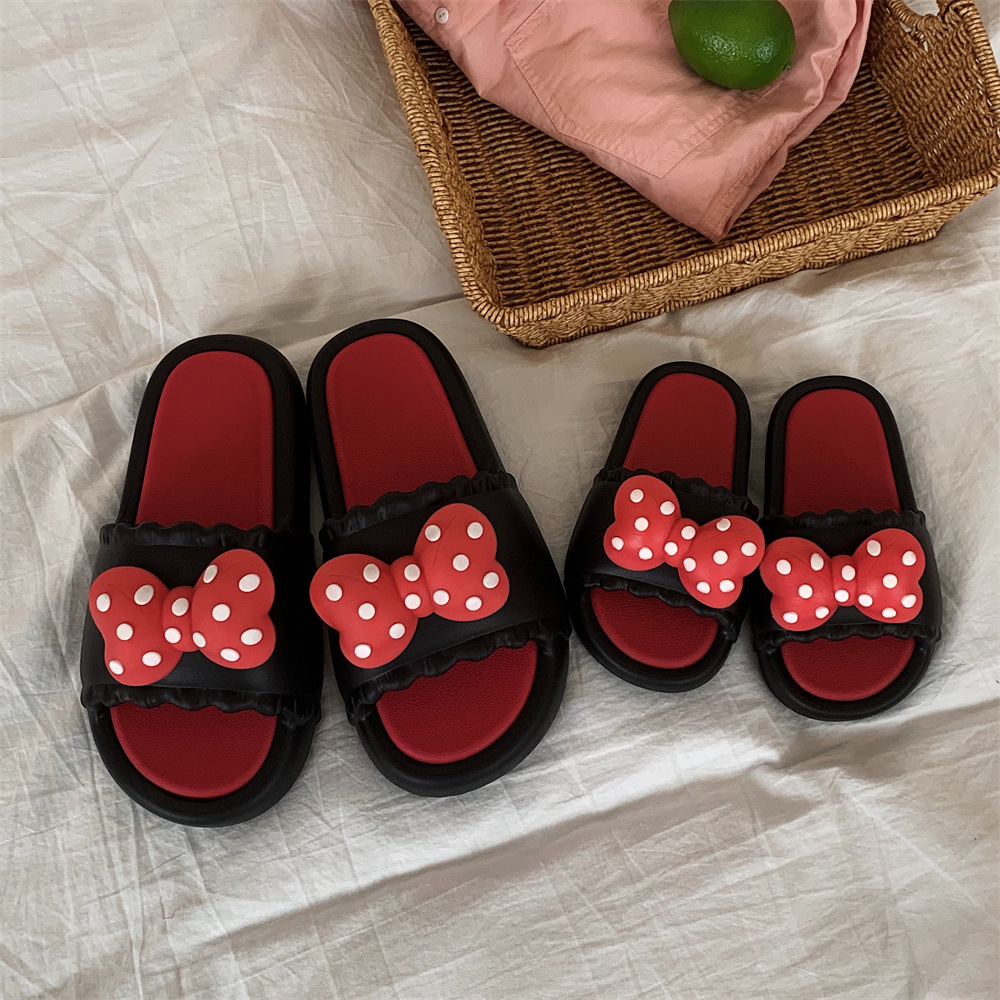 2024 Soft soled home summer slippers Girls heart Polka dot bow with indoor street sandals Girls slippers