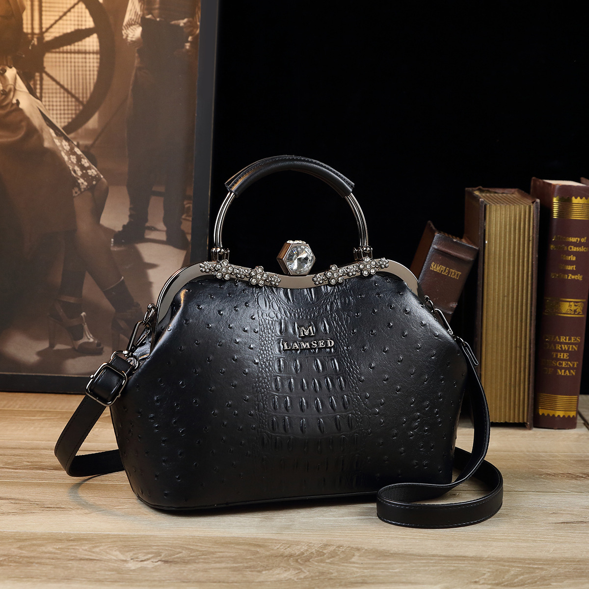 New Fashion Style Lacquer Leather Large Capacity Women's Fashion Crocodile Pattern Banquet Bag