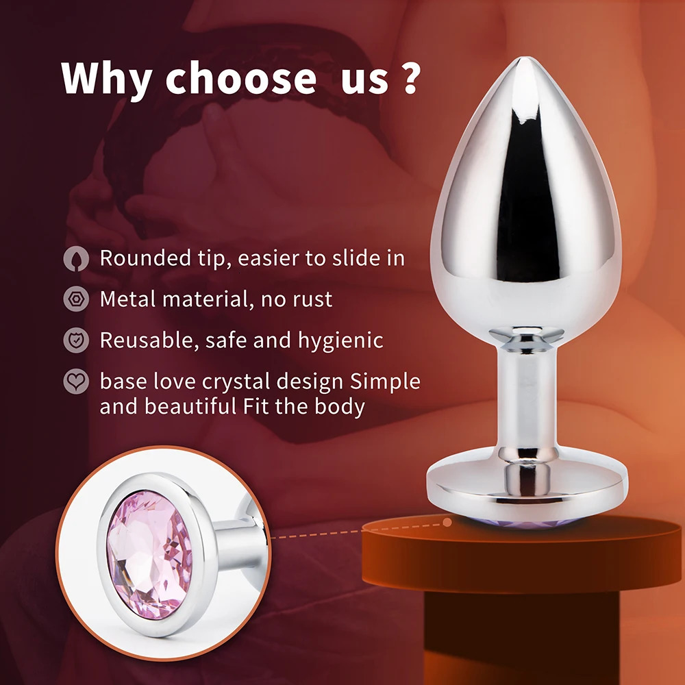 3 Sizes Metal Anal Plug Smaller Smooth Stainless Steel Butt Plug Colorful Crystal Round Anus Plug Adults Anal Sex Toys For Women 241031