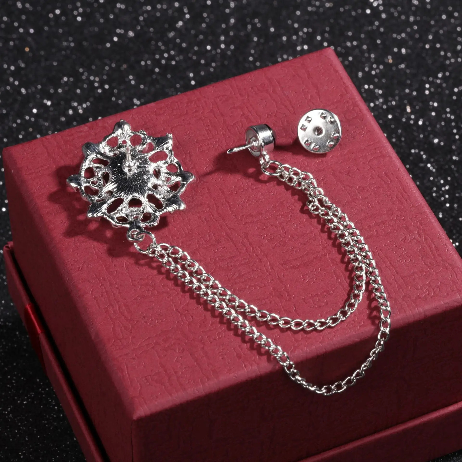 SKEDS Fashion Men Classic Chain Brooches Suit Jewelry Vintage Crystal Decoration Banquet Brooch Badges Pin Corsage 241031