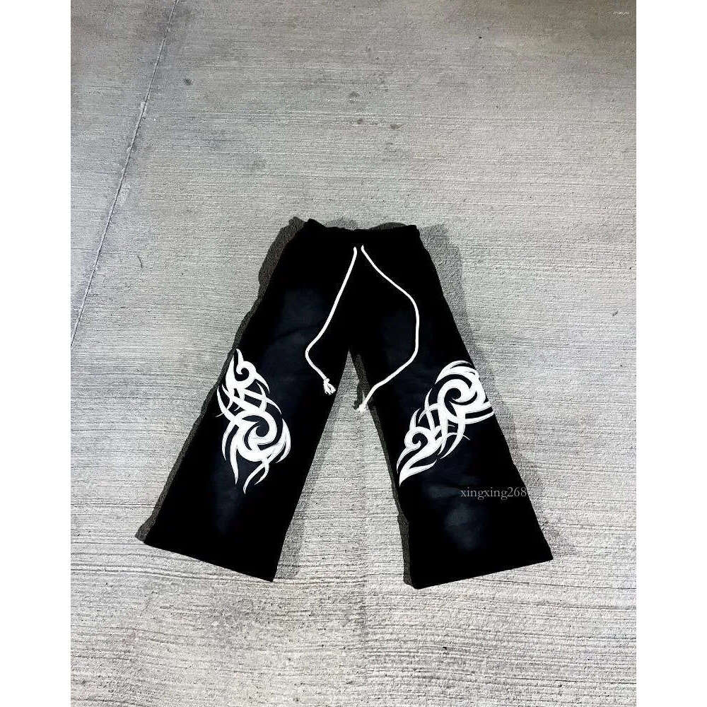 Men's Pants Cargo Men Solid Color Graphic Print Y2k Sweatpants Baggy Wide Leg Straight Casual Trousers Harajuku Hip Hop Streetwear