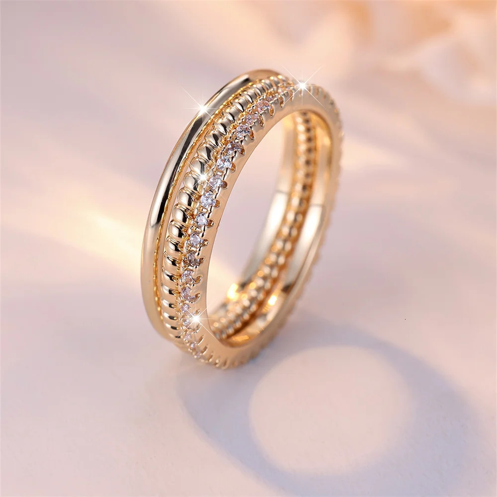3pcs Minimalist Stacking Thin Ring Sets For Women Gold Color Simple Small White Zircon Wedding Bands Party Ins Finger Jewelry CZ 241031
