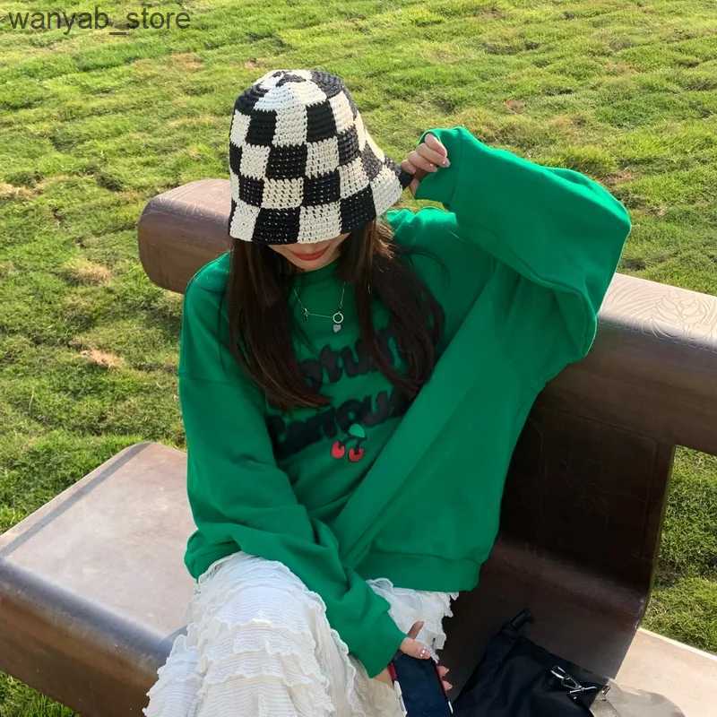 Wide Brim Hats Bucket Hats Spring Summer Handmade Bucket Hats Crochet Women Soft Sun Hat Beach Hats Plaid Bob Fisherman Cap Checkered Bucket Hat L2409