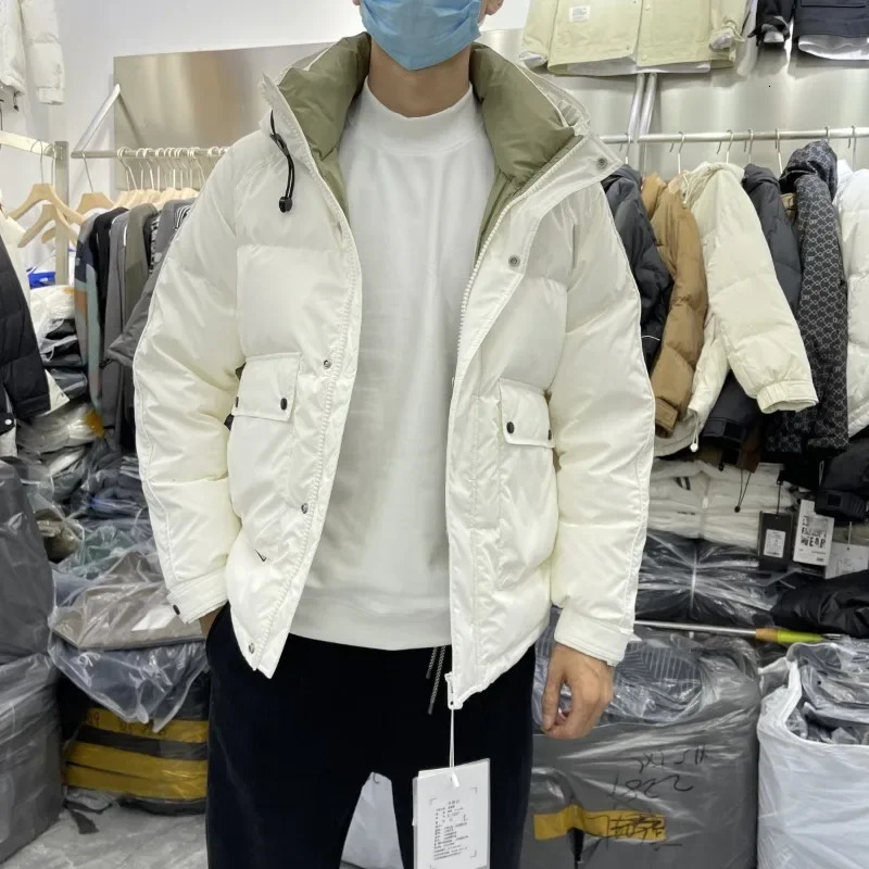 Mens Down Jacket Winter Coat Loose Leisure Park Thickened Warm Fashion Coat Hooded Handsome Coat 241031