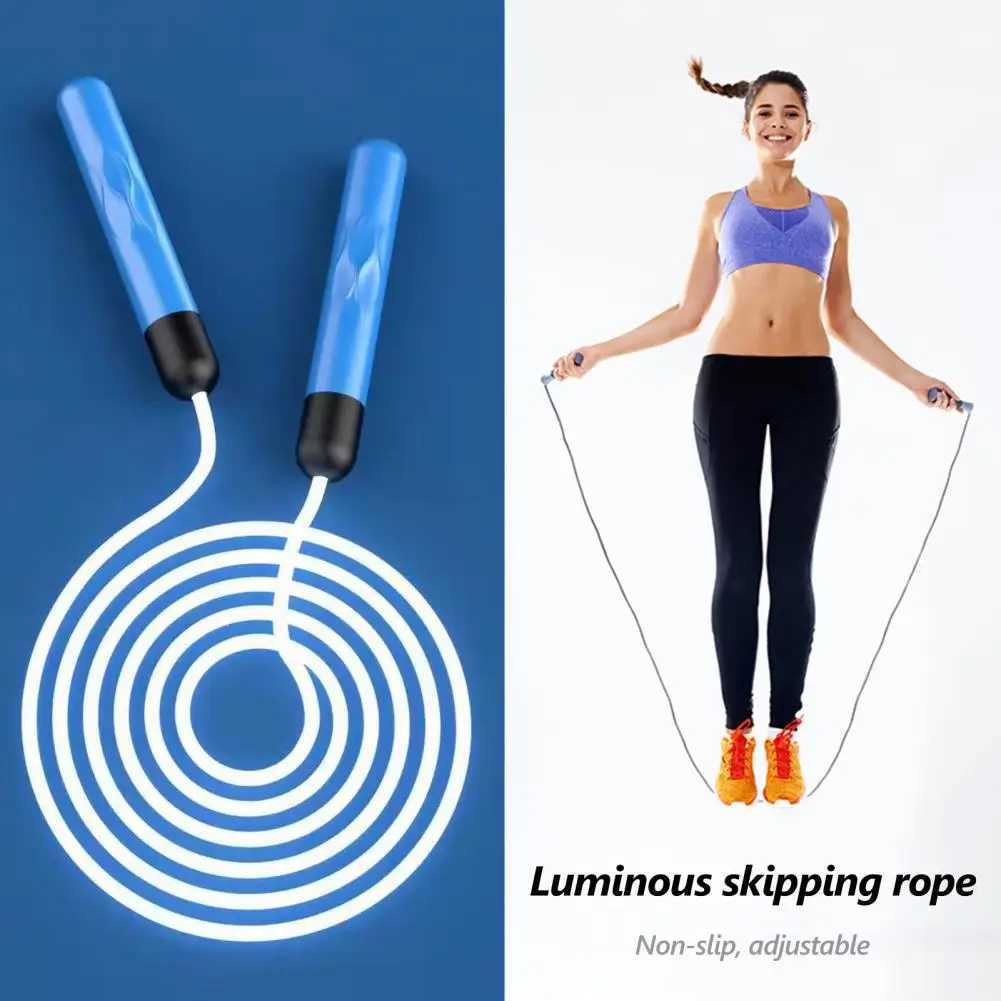Adjustable anti slip manual battery powered luminous skipping rope TPU D skipping rope with light luminous skipping ropeW241101