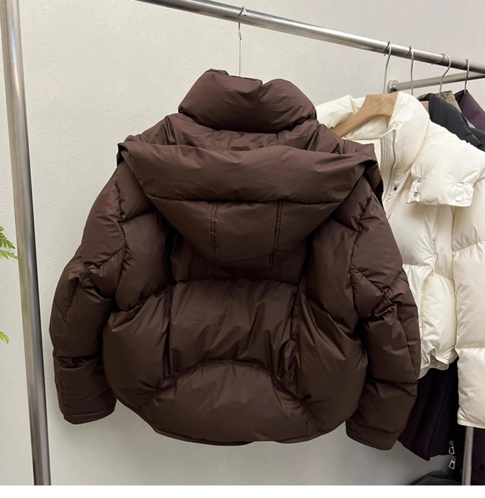 Women Puffer Jacket Winter Warm Thick Long Sleeve Oversized Hooded Short Parkas Mujer Female Solid Loose Crop Coat Outwear 241028