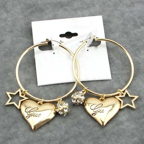 Fashion Gold Silver Crystal Round Pendant Earrings with Love Shining Ball Pendant Large Star Pendant 241031