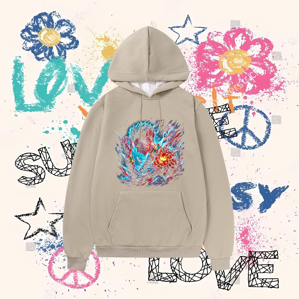 Customized Men Sweatshirt hoodie Breathable Hooded Collar Cool Design Mens Hoodie Anime Print Pullover Hoodie Y2K Cotton 350g