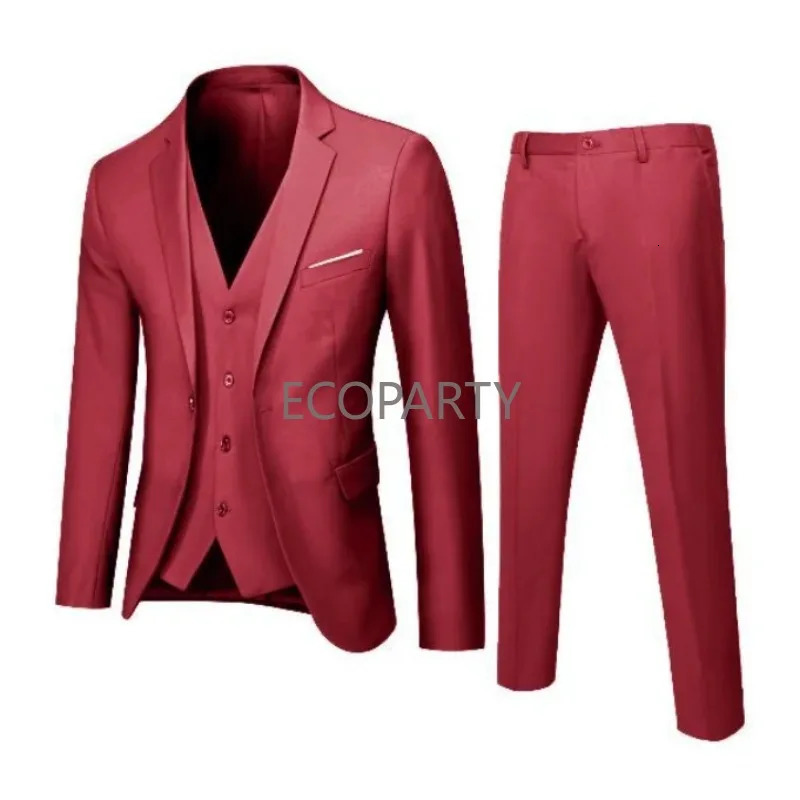 Fashion Summer Thin Formal Set Plus Size For Men is Slim 3 Piece Suit Wedding Party Pants Mens Fit Blazer Ecoparty 241031