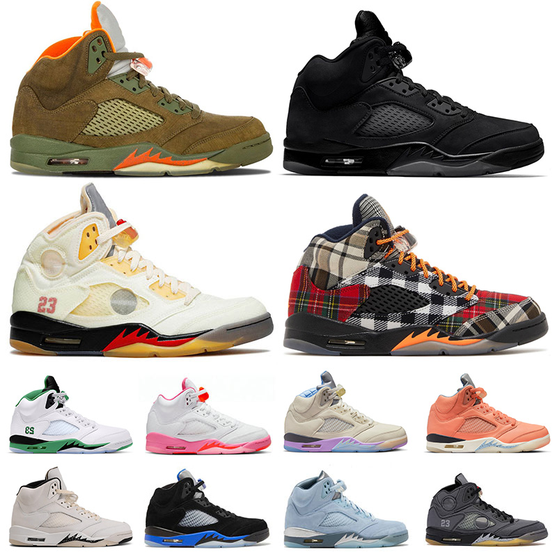 Jump man 5 5s V Mens Basketball Shoes Big Size 13 Plaid Black Cat Olive DJ Khaled x We The Bests Green Bean Florida Gators Blue Bird Sneakers Trainers Dhgate