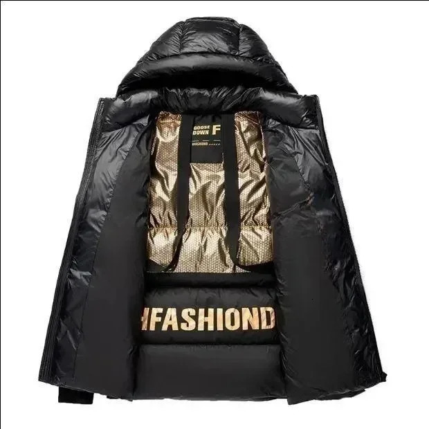 Down jacket mens winter style womens windproof puff jacket unisex thick white duck down Parka couple black gold jacket 241031